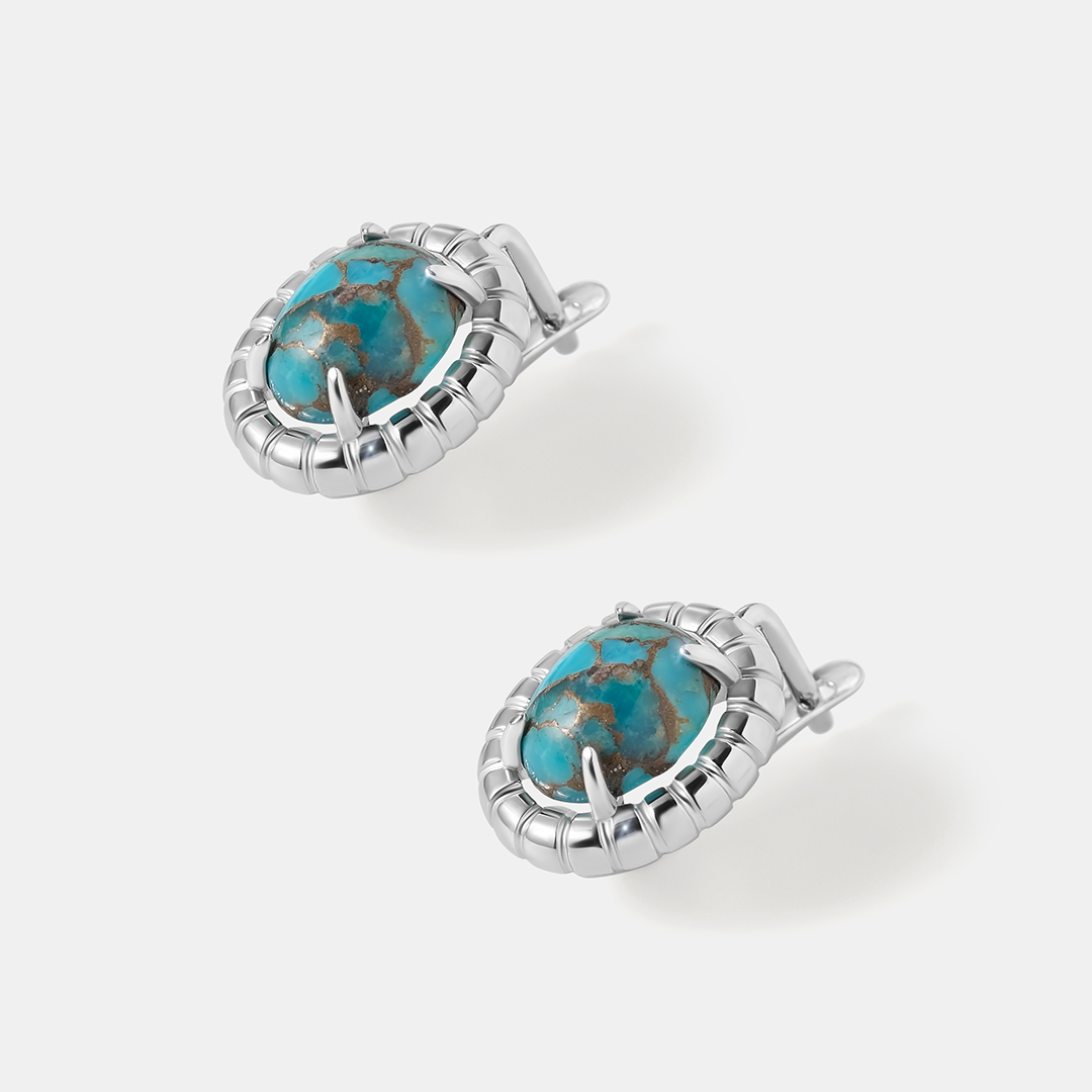Серебряные серьги с бирюзой