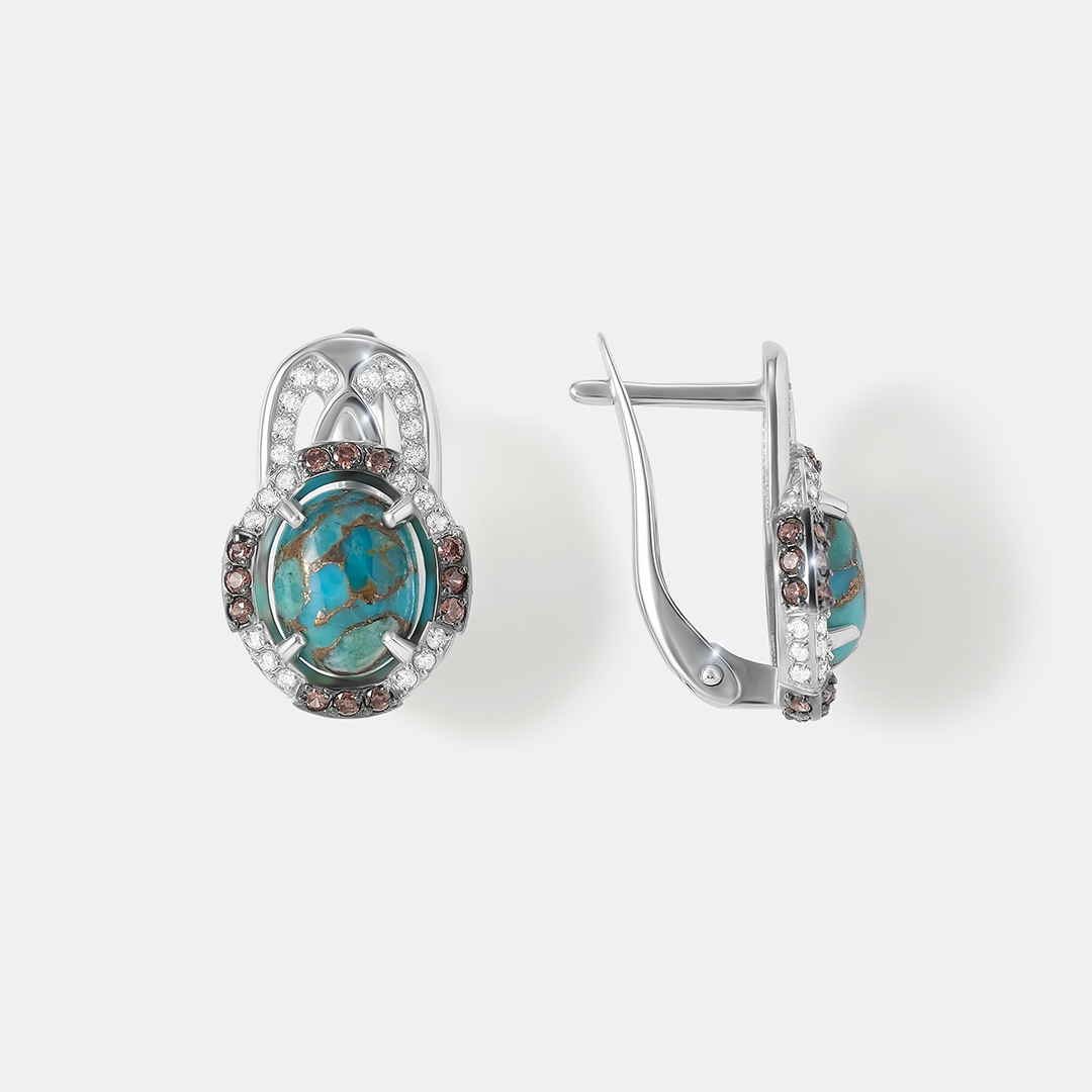 Серебряные серьги с бирюзой