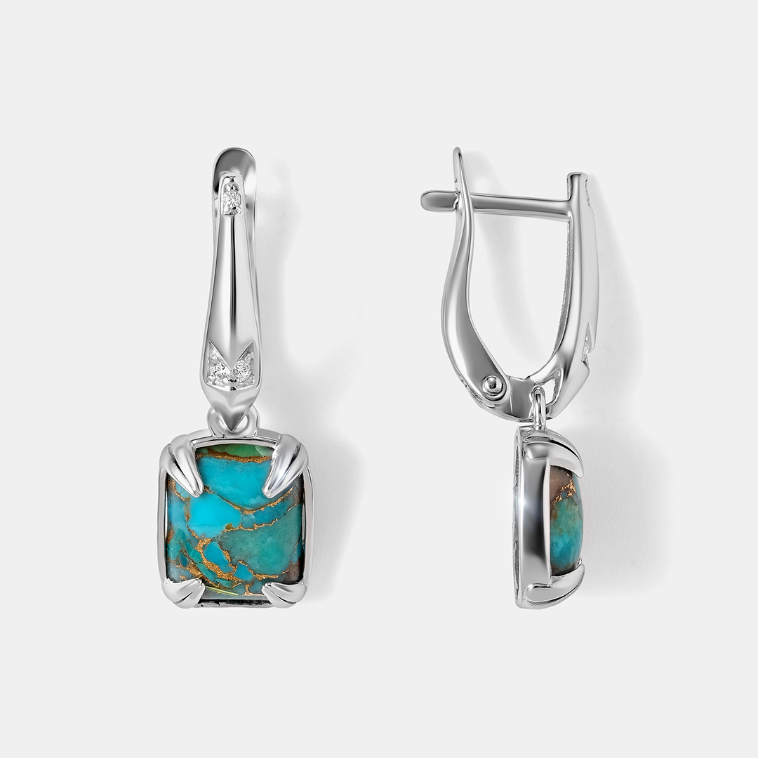 Серебряные серьги с бирюзой