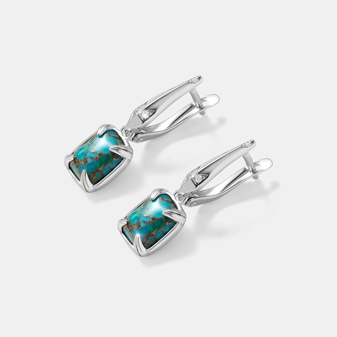 Серебряные серьги с бирюзой