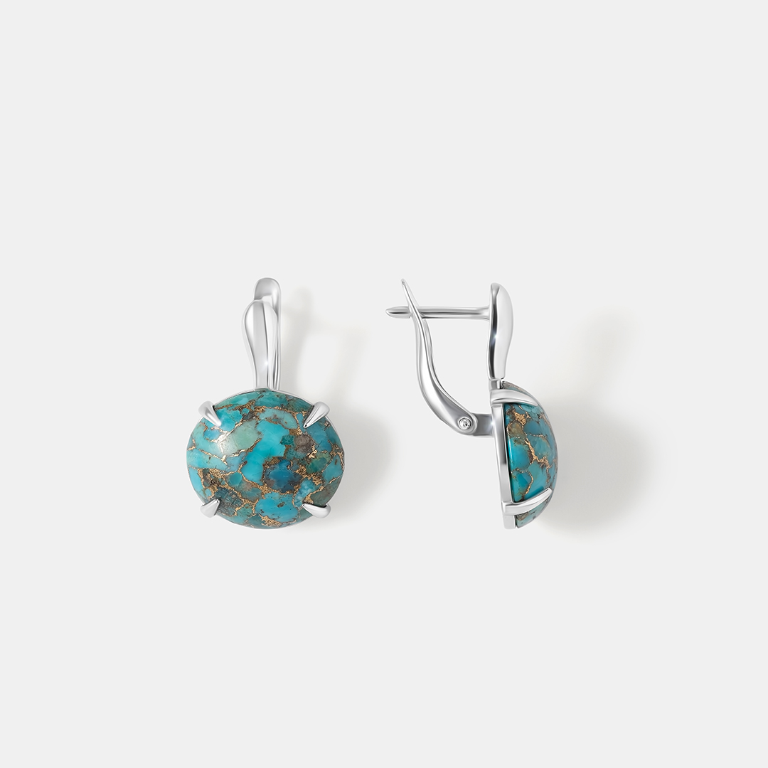 Серебряные серьги с бирюзой