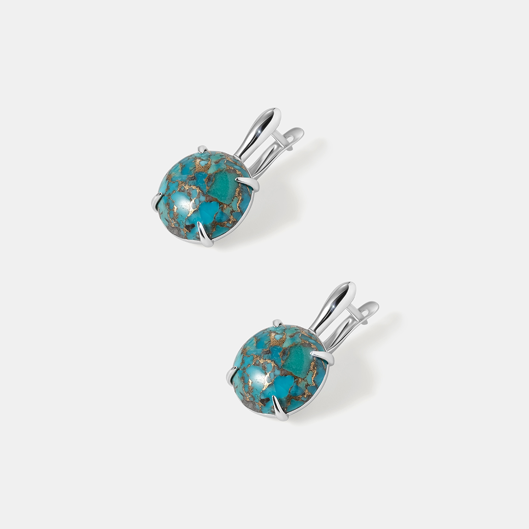 Серебряные серьги с бирюзой
