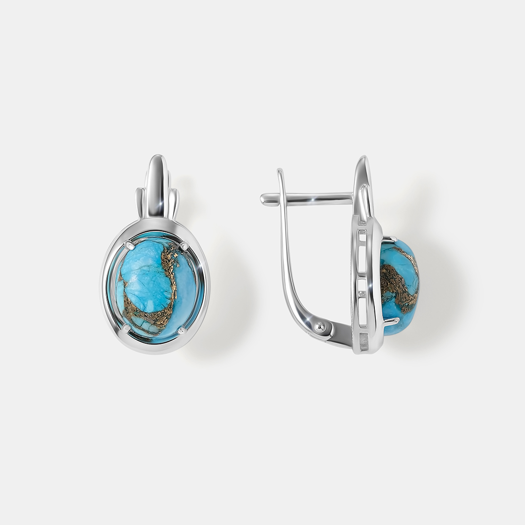 Серебряные серьги с бирюзой