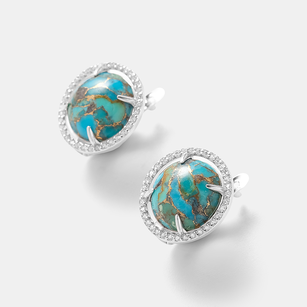 Серебряные серьги с бирюзой