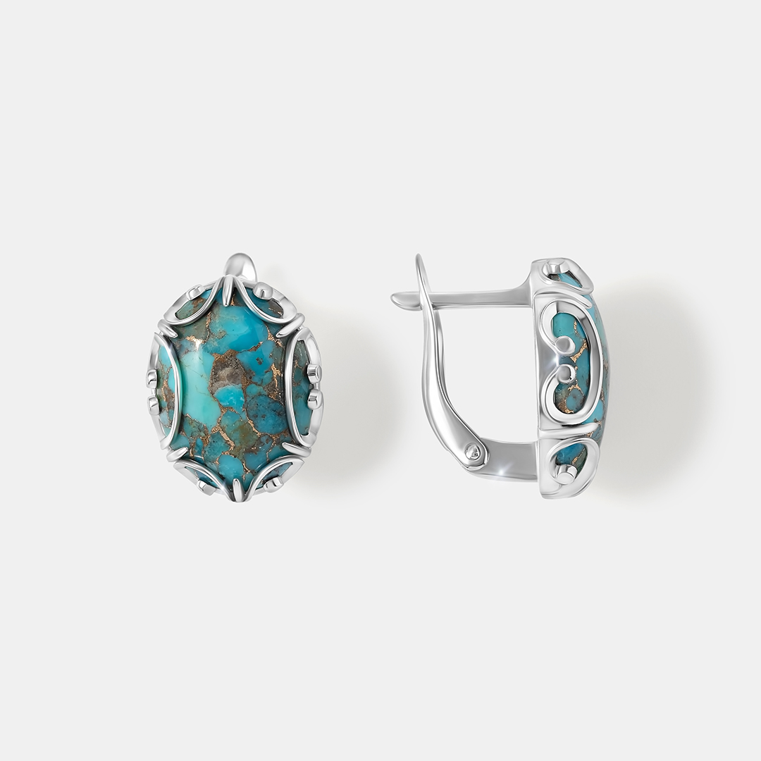 Серебряные серьги с бирюзой