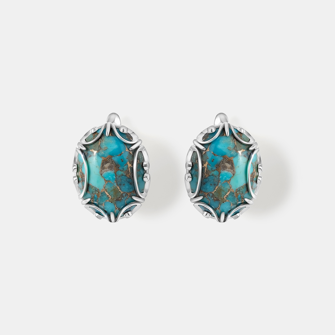 Серебряные серьги с бирюзой