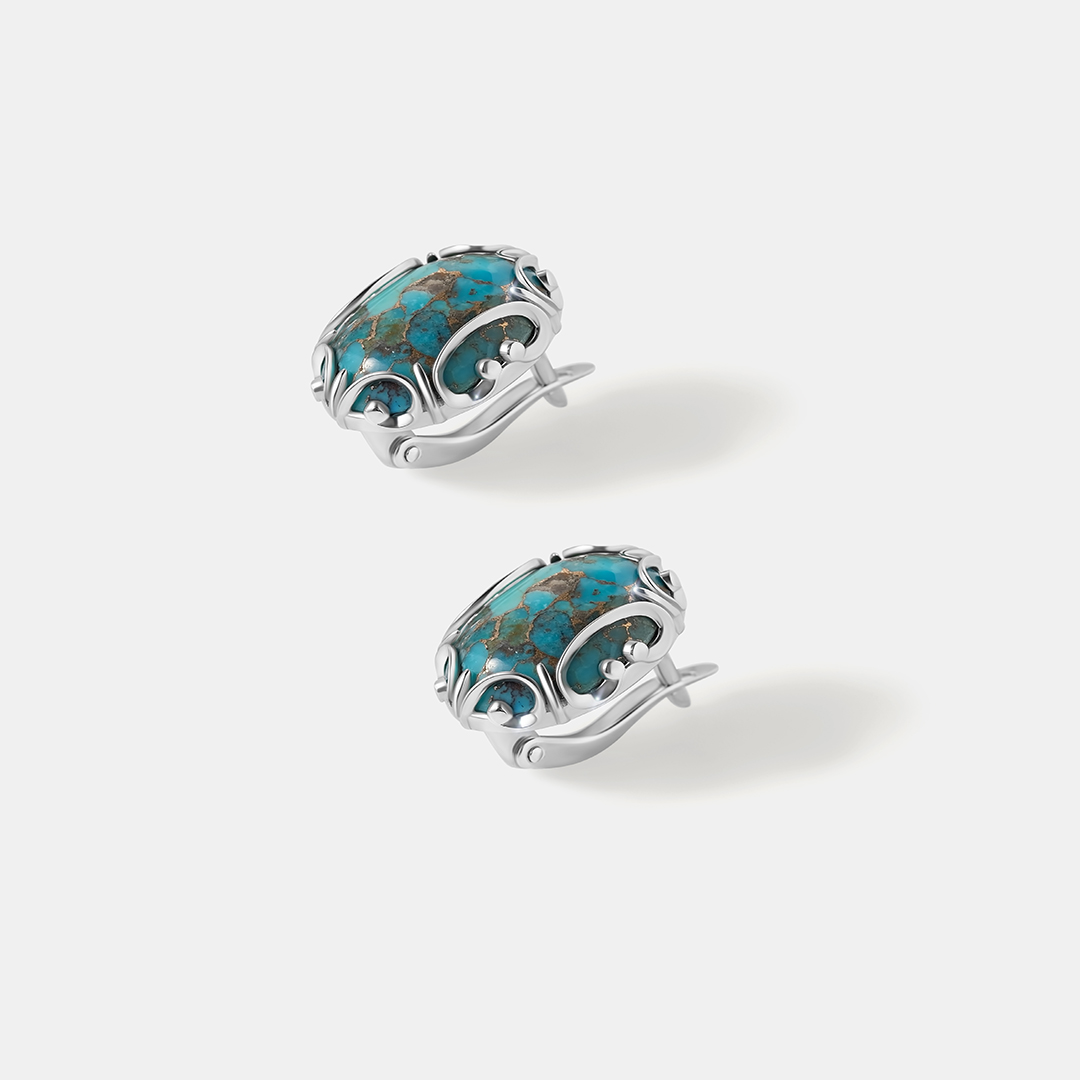 Серебряные серьги с бирюзой