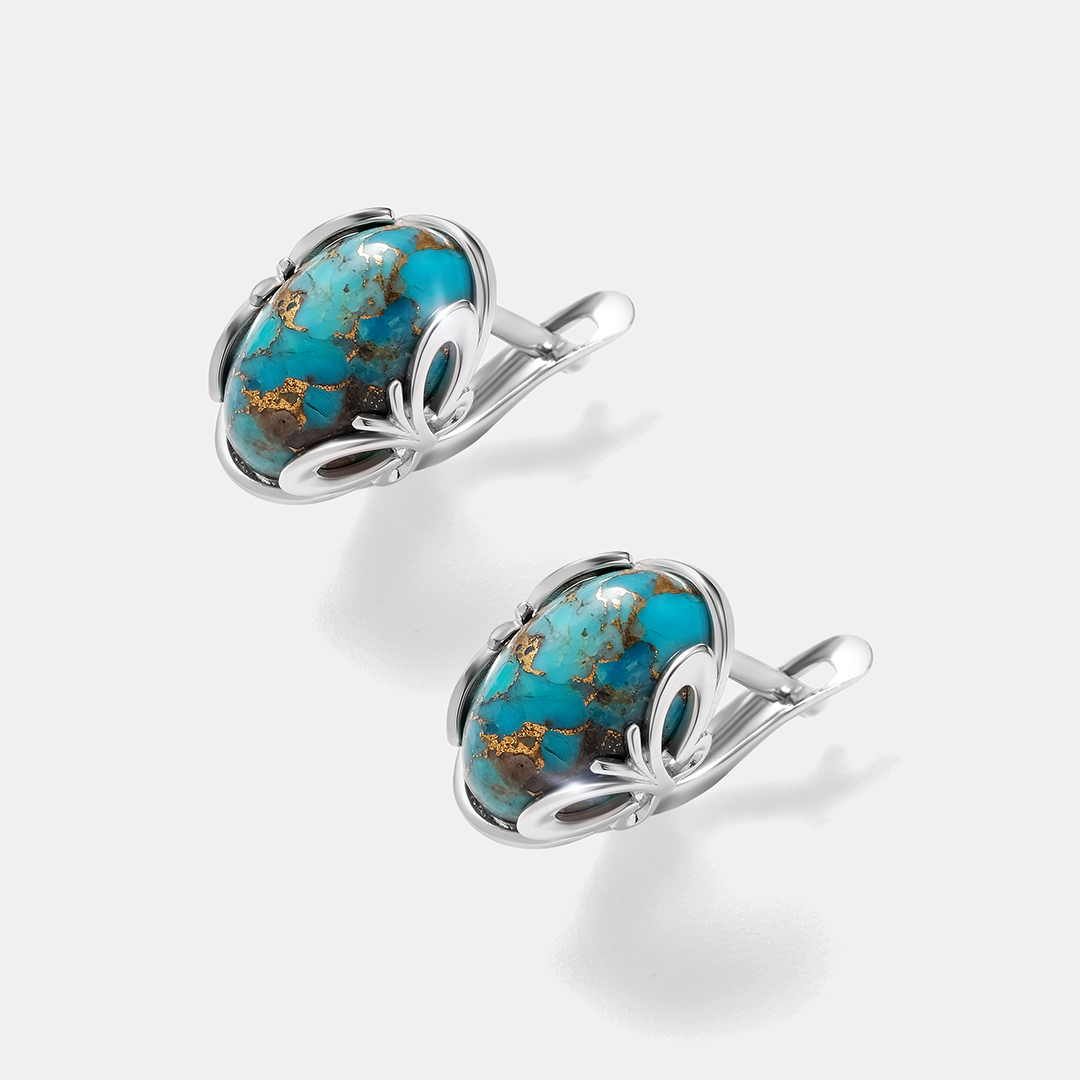 Серебряные серьги с бирюзой