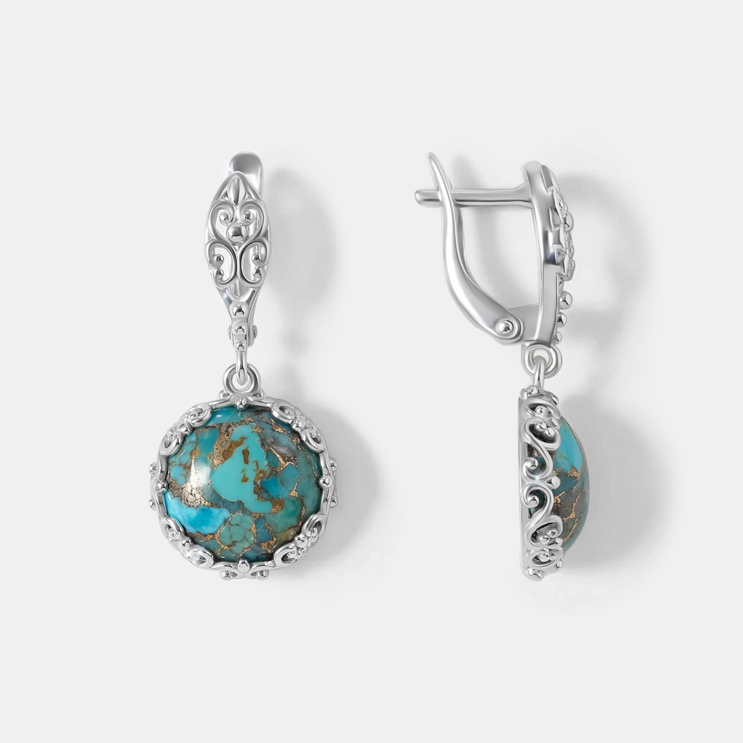 Серебряные серьги с бирюзой