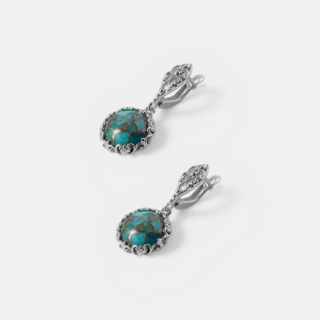 Серебряные серьги с бирюзой