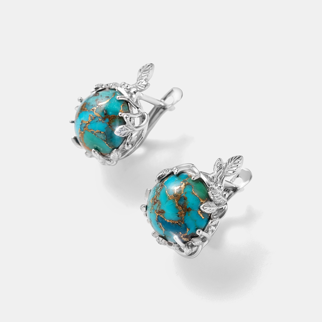Серебряные серьги с бирюзой