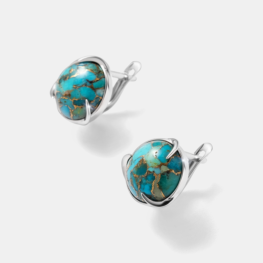 Серебряные серьги с бирюзой
