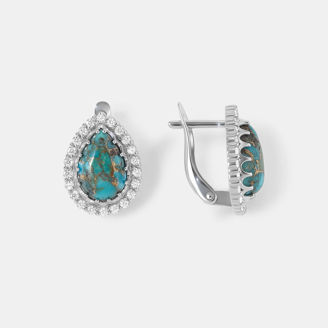 Серебряные серьги с бирюзой