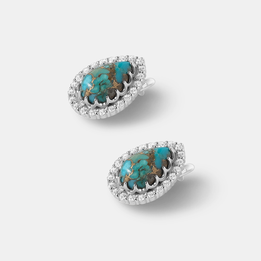 Серебряные серьги с бирюзой