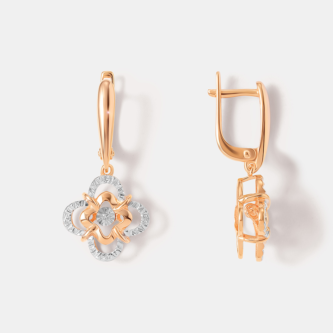 Серебряные серьги с бриллиантами "Танцующий камень"