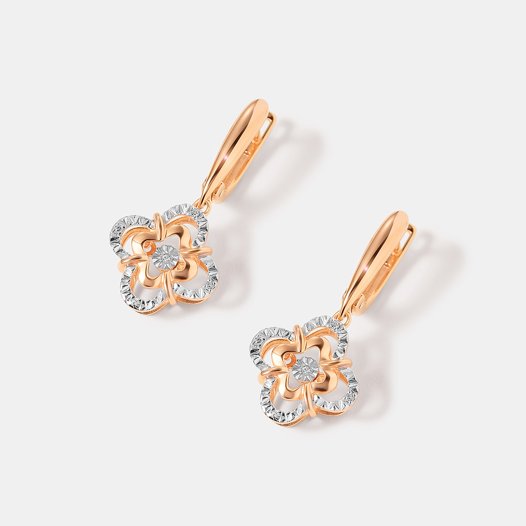 Серебряные серьги с бриллиантами "Танцующий камень"