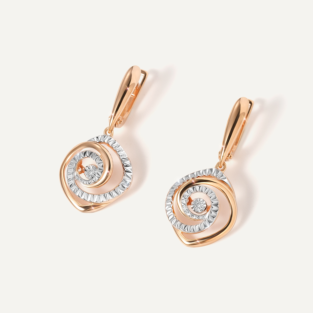 Серебряные серьги с бриллиантами "Танцующий камень"