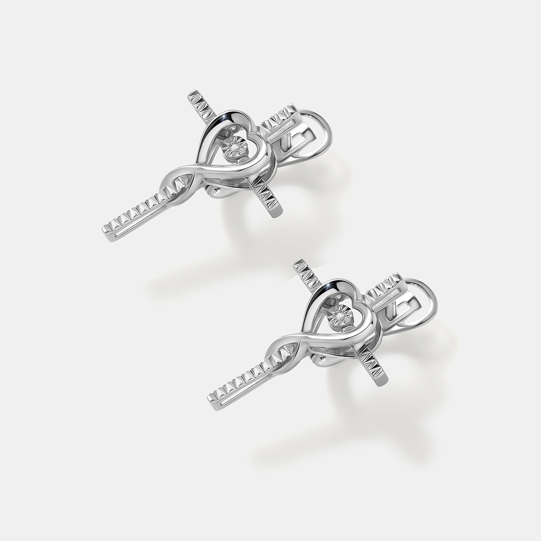 Серебряные серьги с бриллиантами "Танцующий камень"