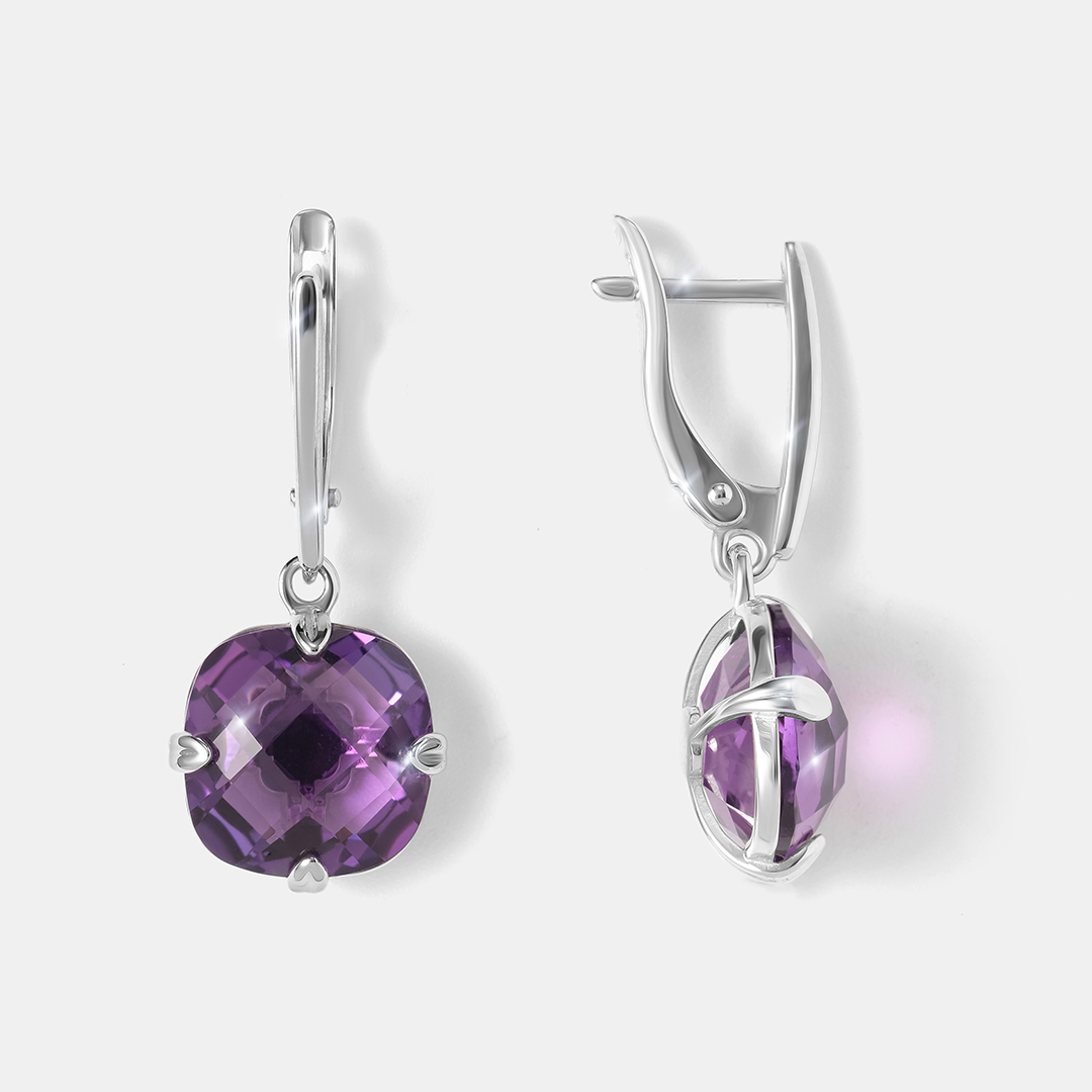 Серебряные серьги с аметистами