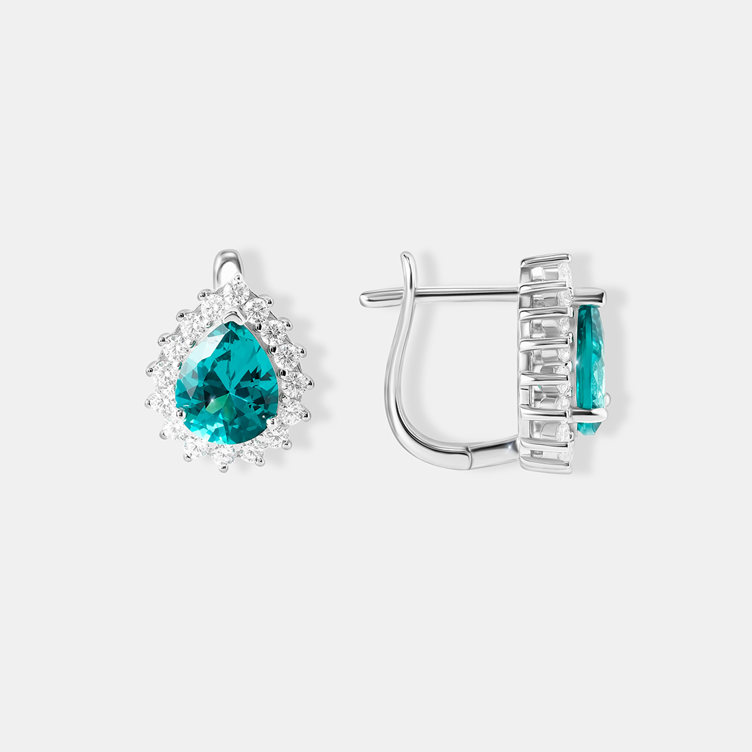 Серебряные серьги с зеленой шпинелью