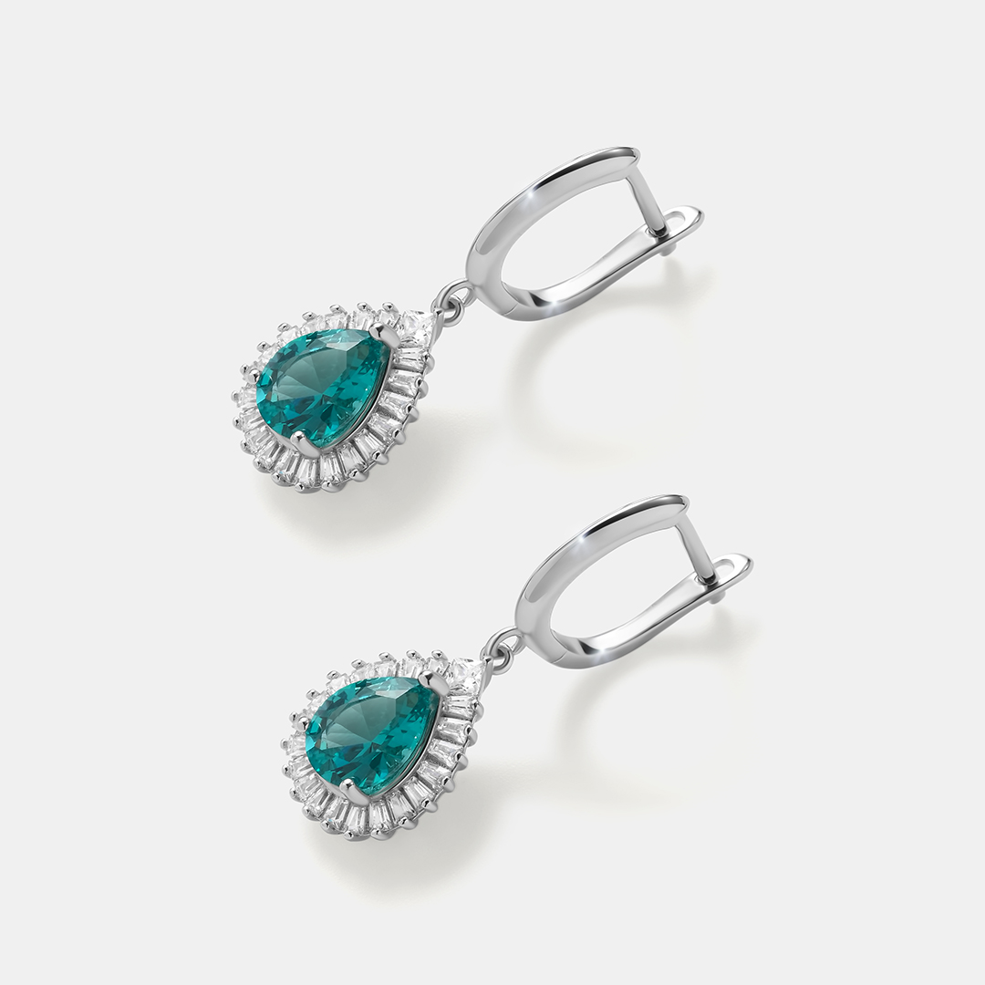 Серебряные серьги с зеленой шпинелью