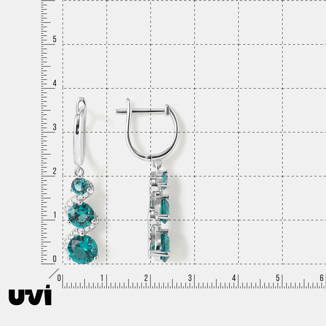 Серебряные серьги с зеленой шпинелью