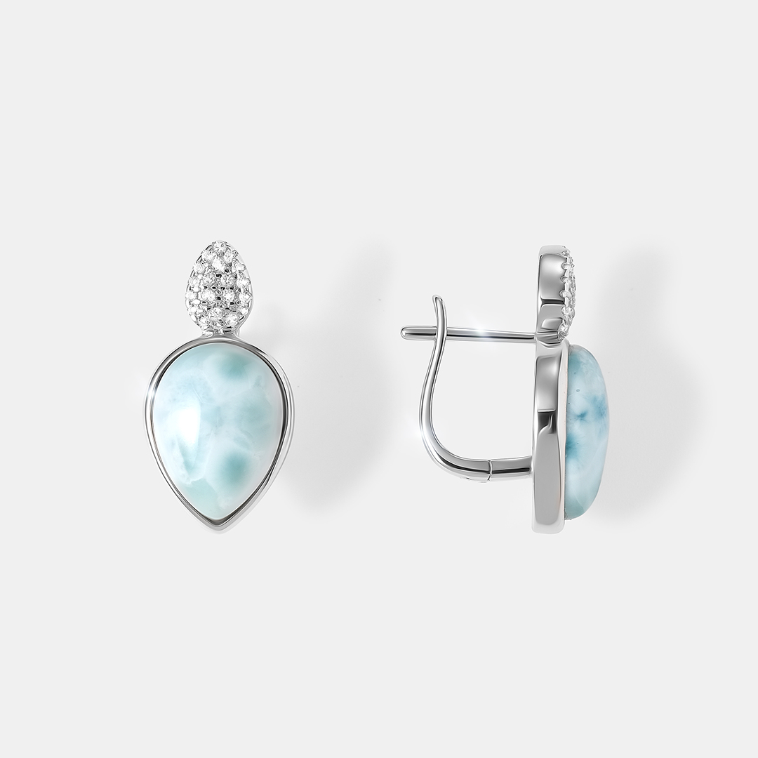 Серебряные серьги с ларимарами
