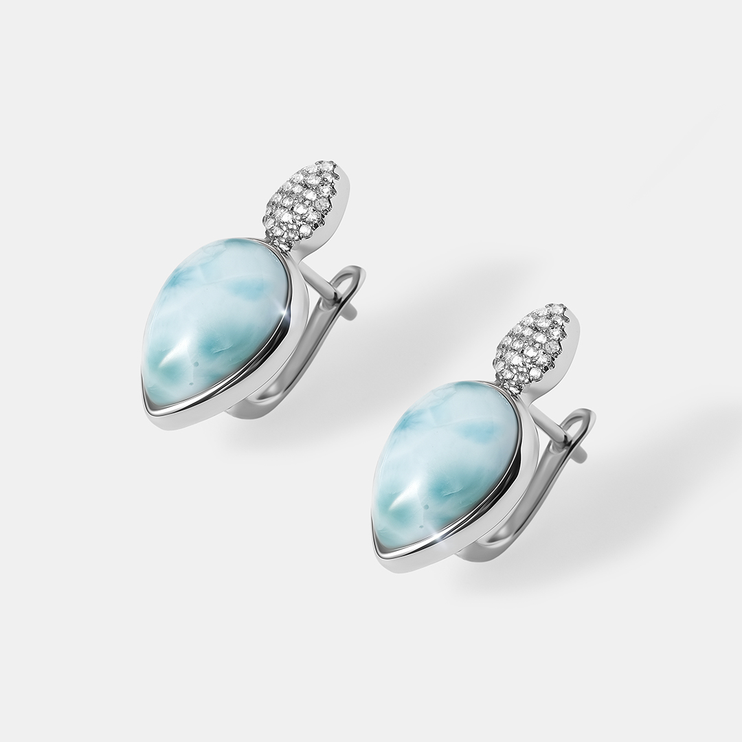 Серебряные серьги с ларимарами