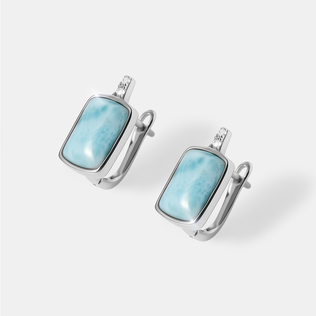 Серебряные серьги с ларимарами