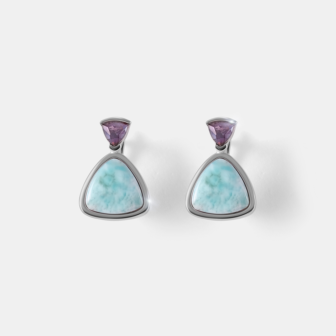 Серебряные серьги с ларимарами