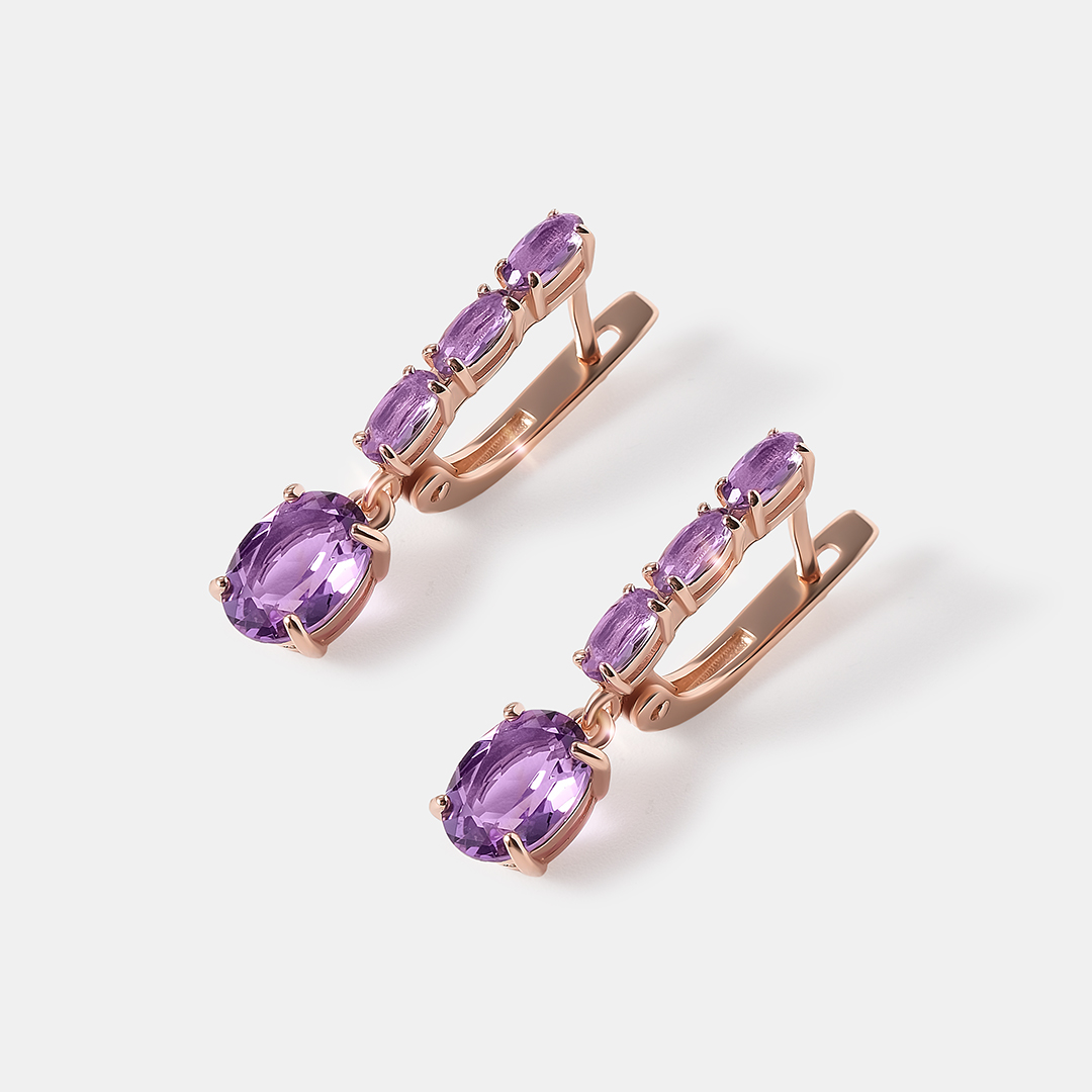 Серебряные серьги с аметистами