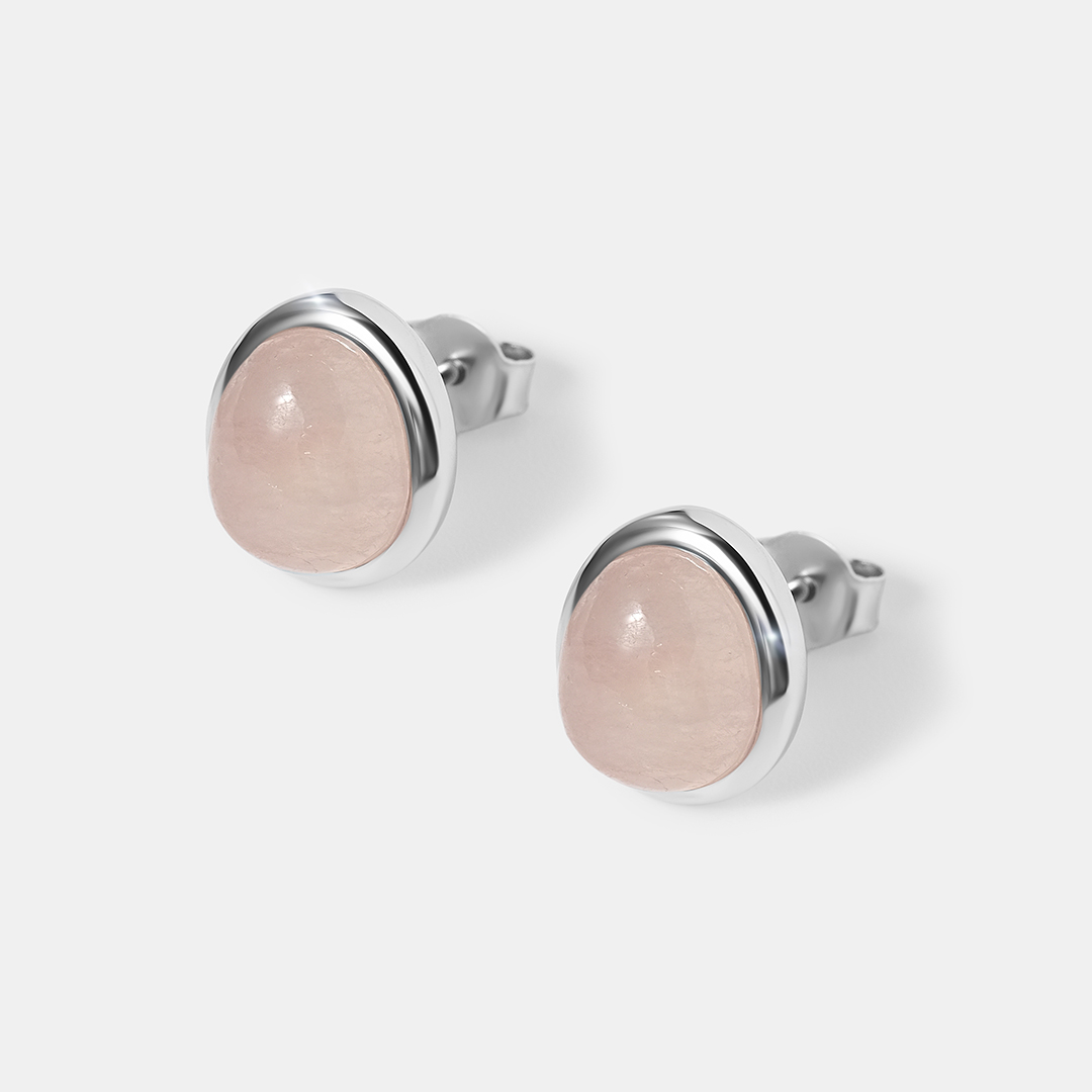 Серебряные серьги-пусеты с морганитами