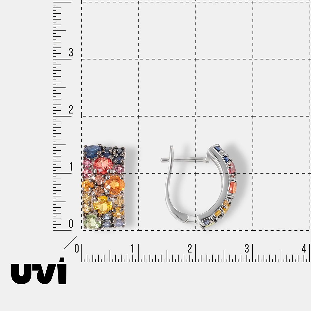 Серебряные серьги с мультисапфирами