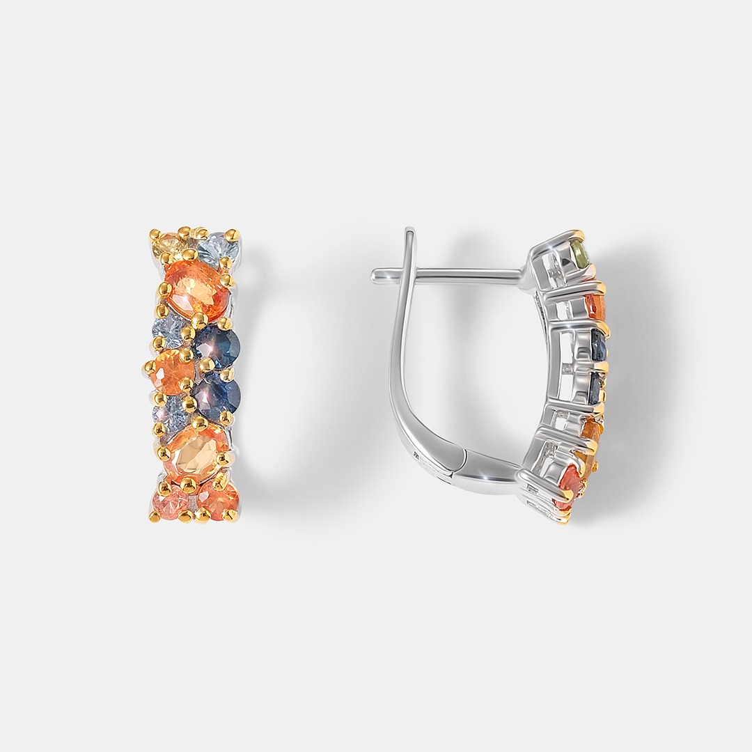 Серебряные серьги с мультисапфирами