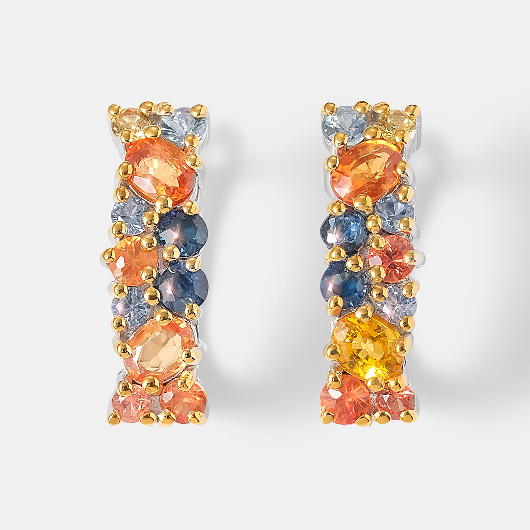 Серебряные серьги с мультисапфирами