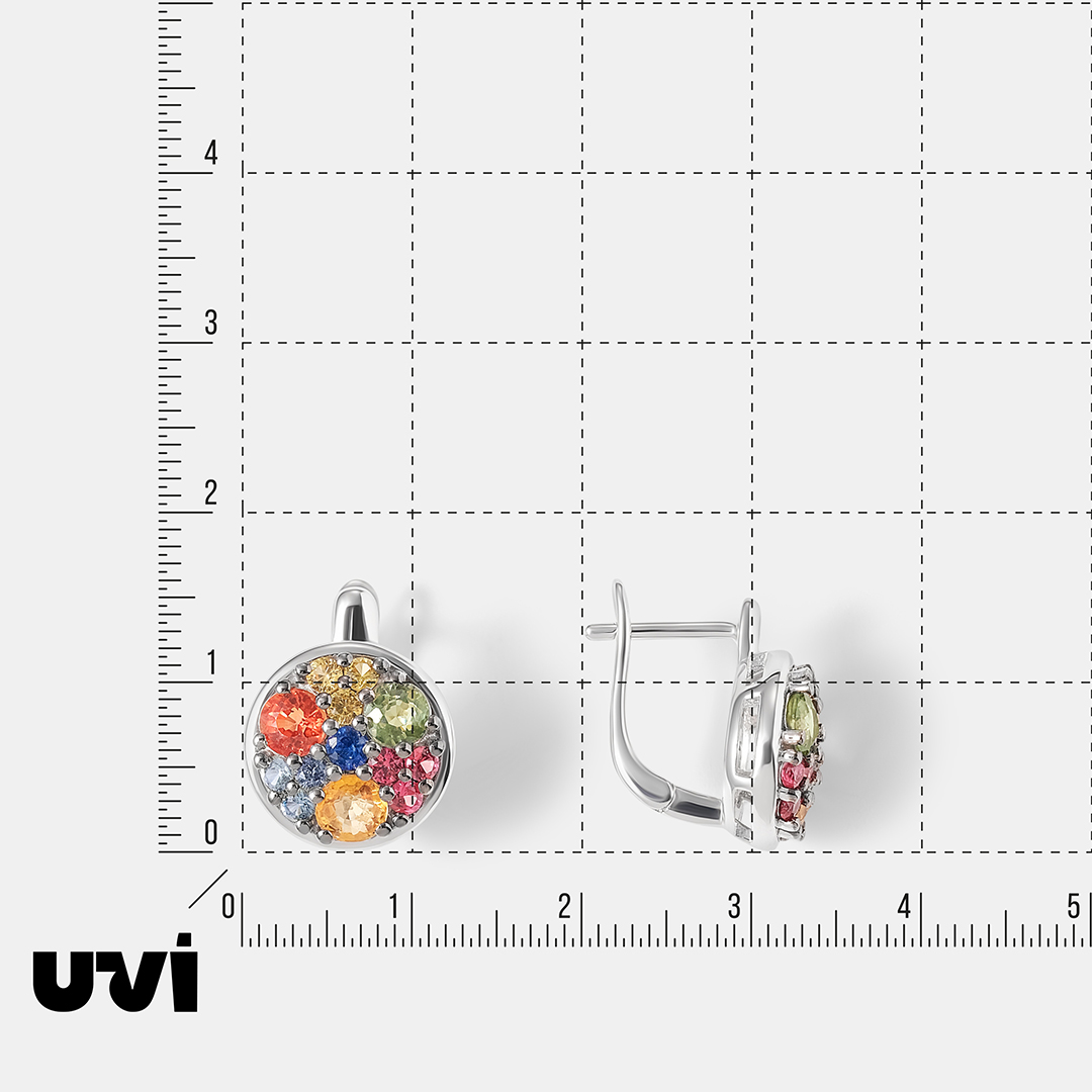 Серебряные серьги с мультисапфирами