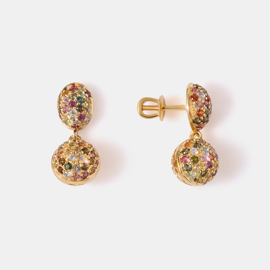 Серебряные серьги-пусеты с турмалинами