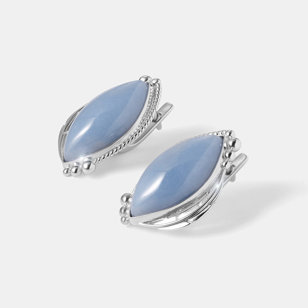 Серебряные серьги с ангелитами