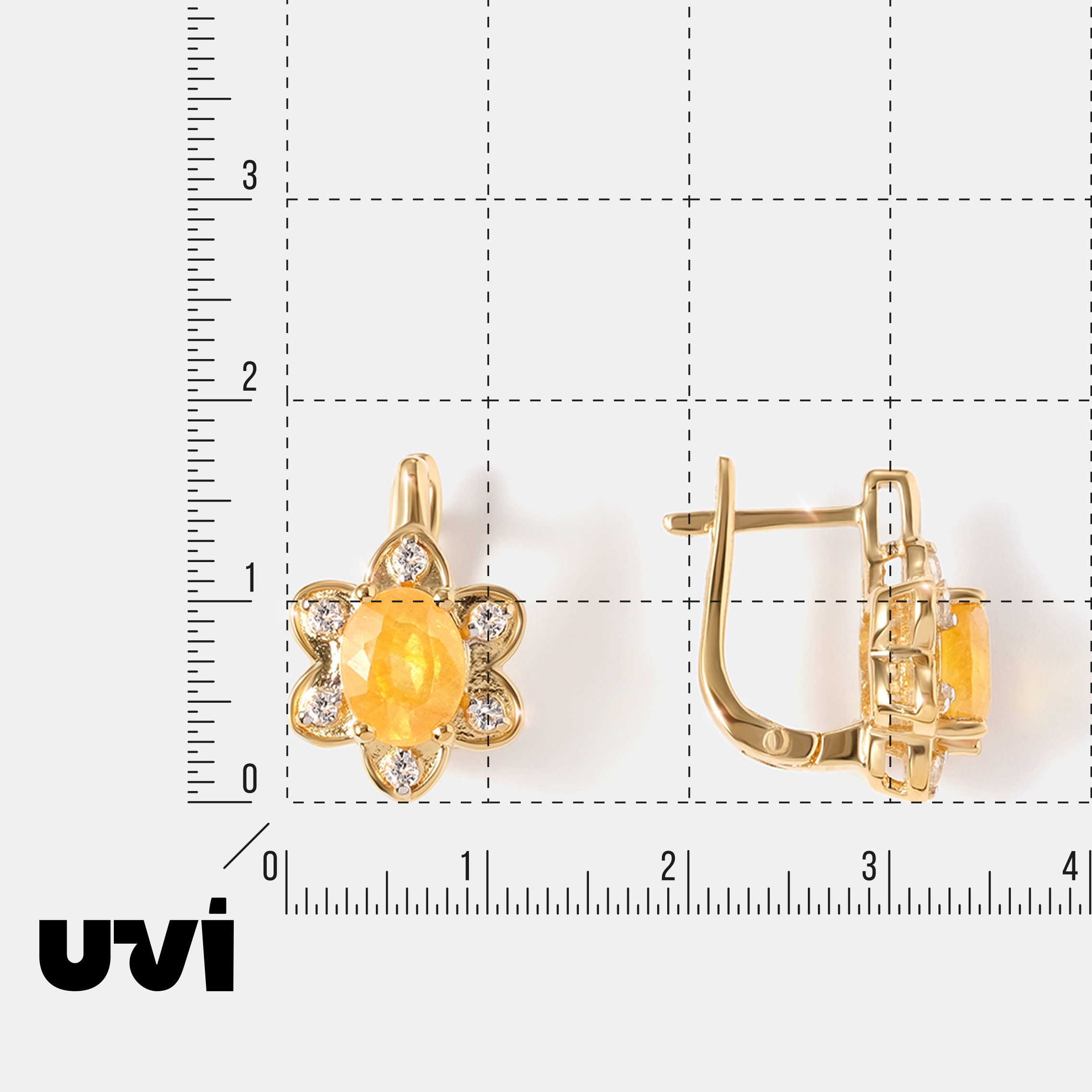 Серебряные серьги с желтыми сапфирами "Цветы"