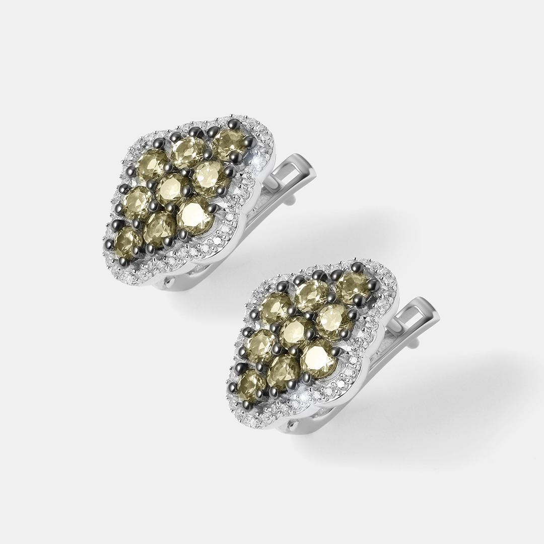 Серебряные серьги с гранатами