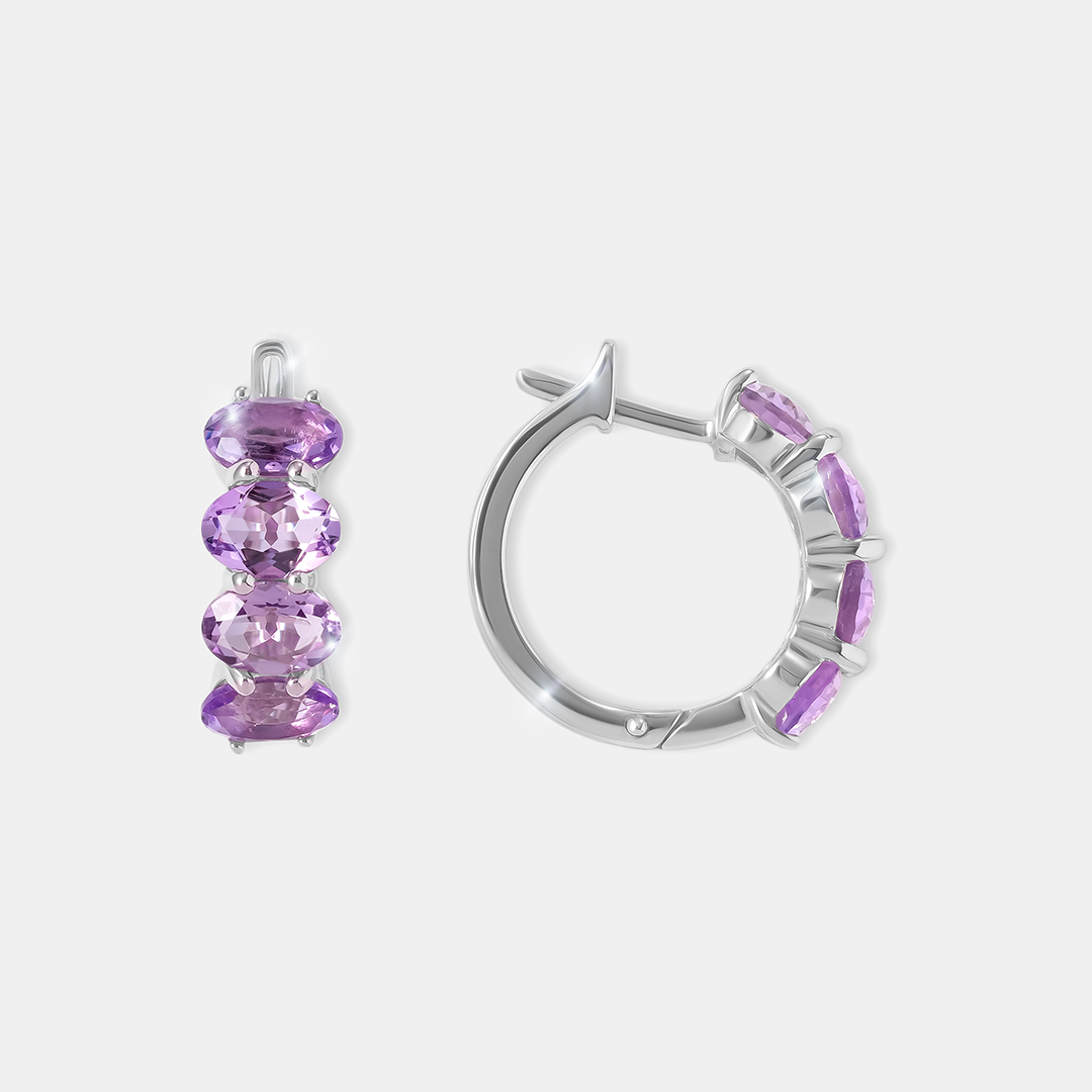 Серебряные серьги-конго с аметистами