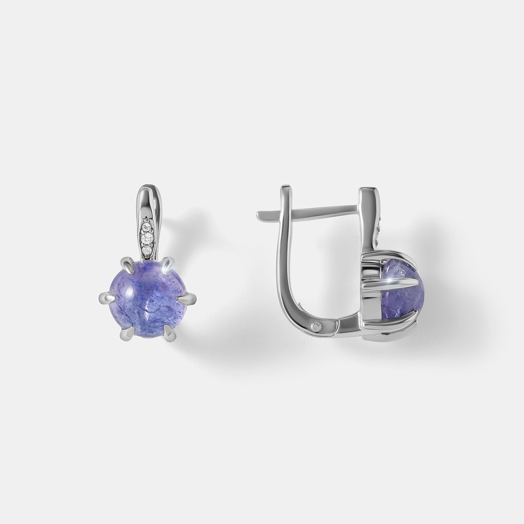 Серебряные серьги с танзанитами