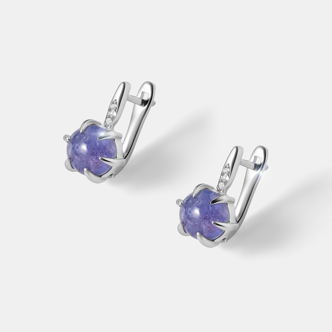 Серебряные серьги с танзанитами