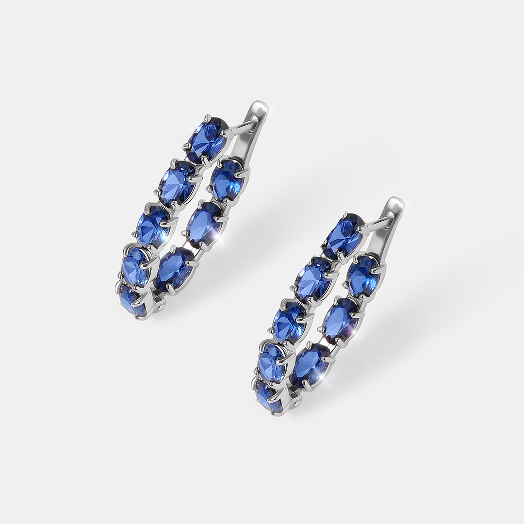Серебряные серьги с корундами