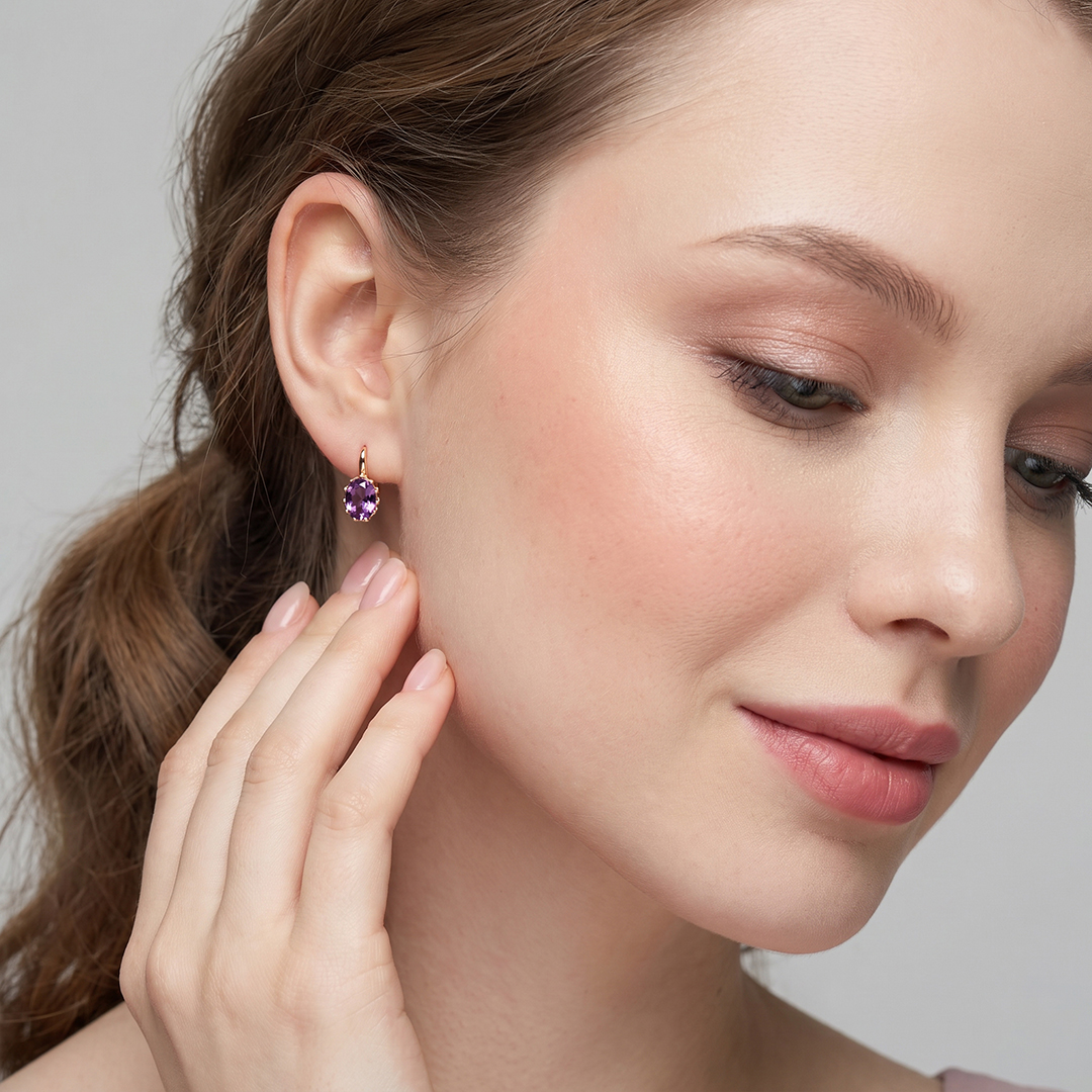 Серебряные серьги с аметистами