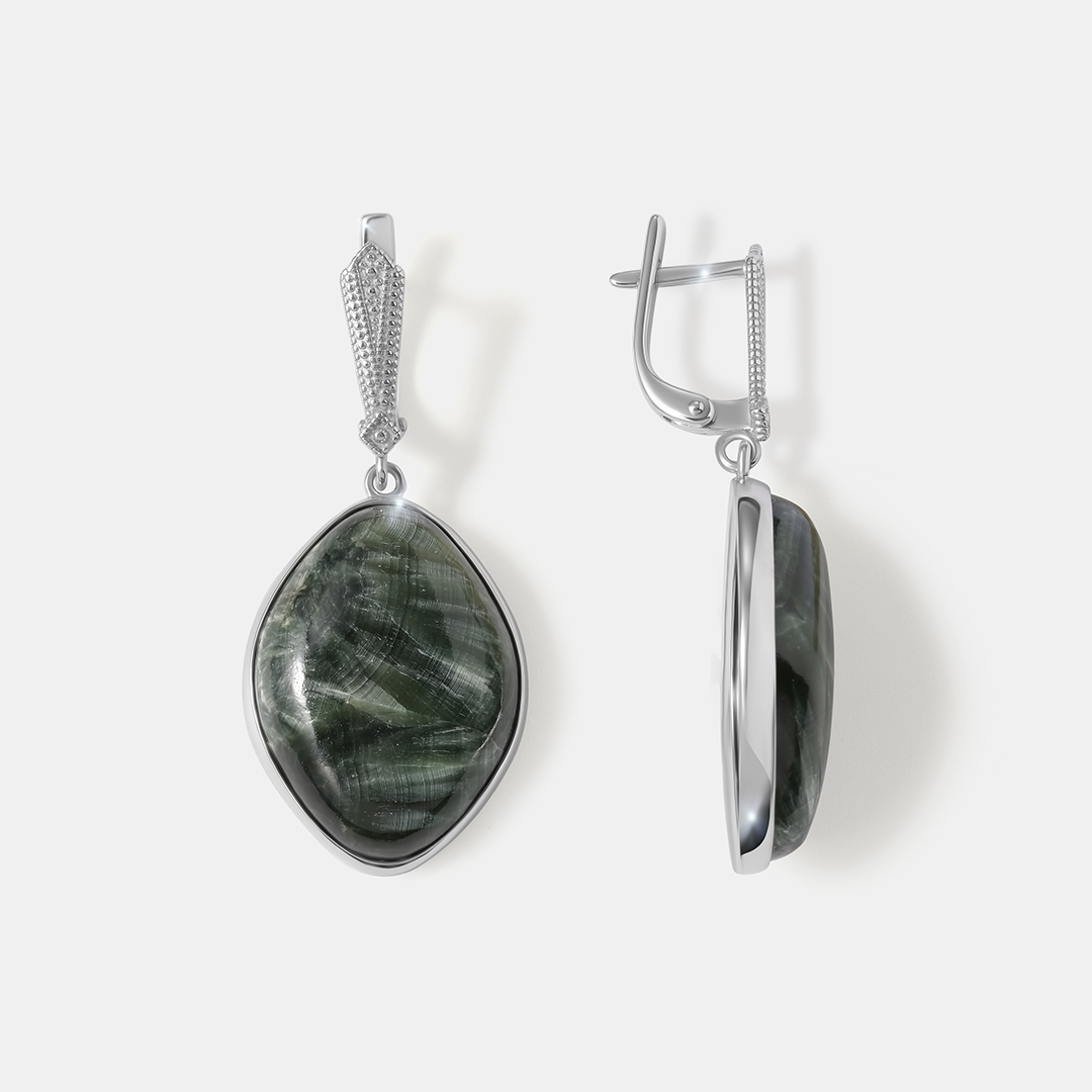 Серебряные серьги с серафинитами
