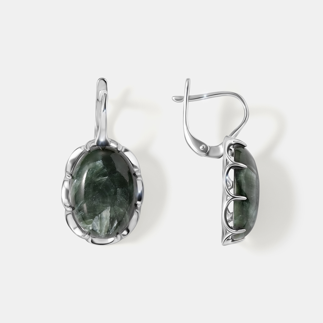Серебряные серьги с серафинитами