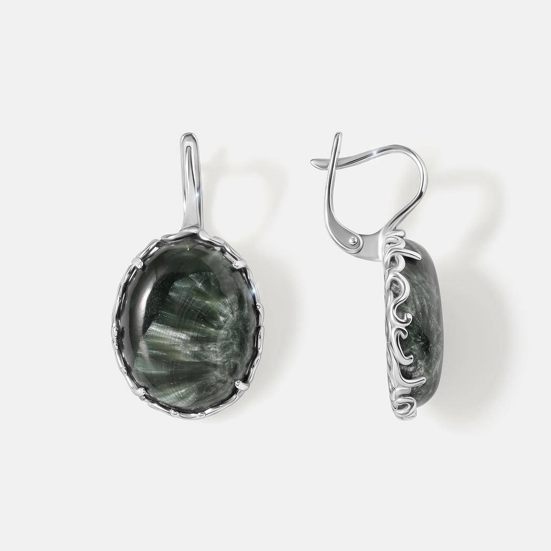 Серебряные серьги с серафинитами
