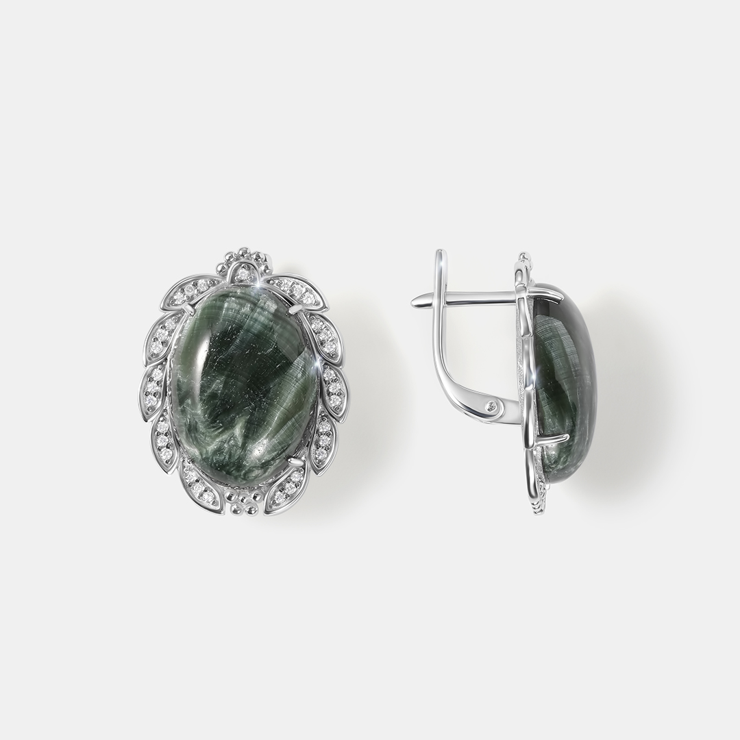 Серебряные серьги с серафинитами