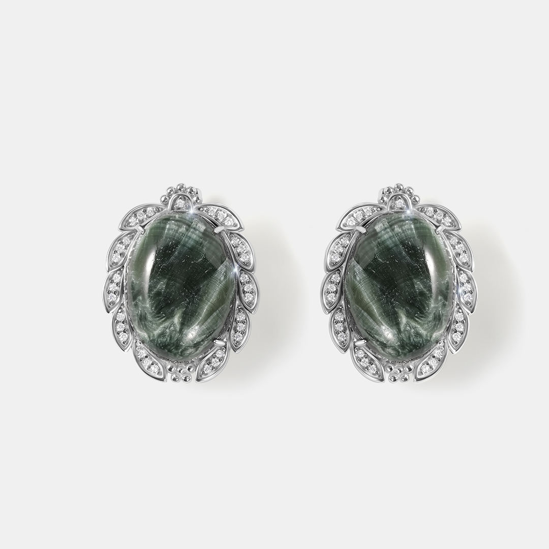 Серебряные серьги с серафинитами